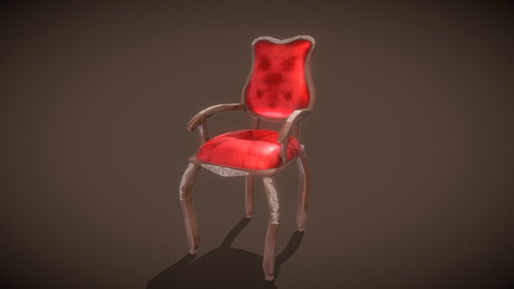 Worn Velvet Cushion Chair 3D Model
