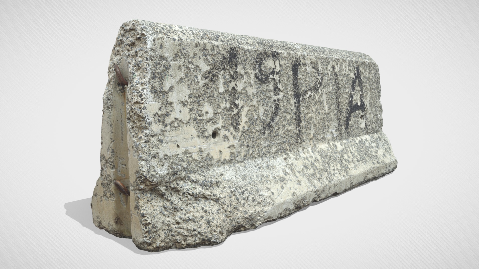3D model Concrete Road Barrier 11 - This is a 3D model of the Concrete Road Barrier 11. The 3D model is about a stone with a rough surface.