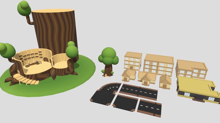 Bite Bandits - Home Tree and miniatures 3D Model