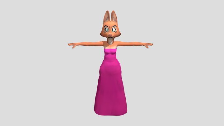 Diane Foxington Pink dress 3D Model