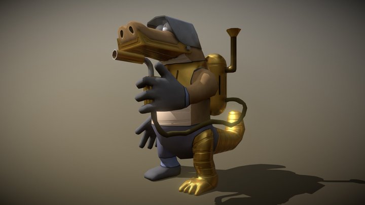 LowPoly SteamPunk Crocodile 3D Model