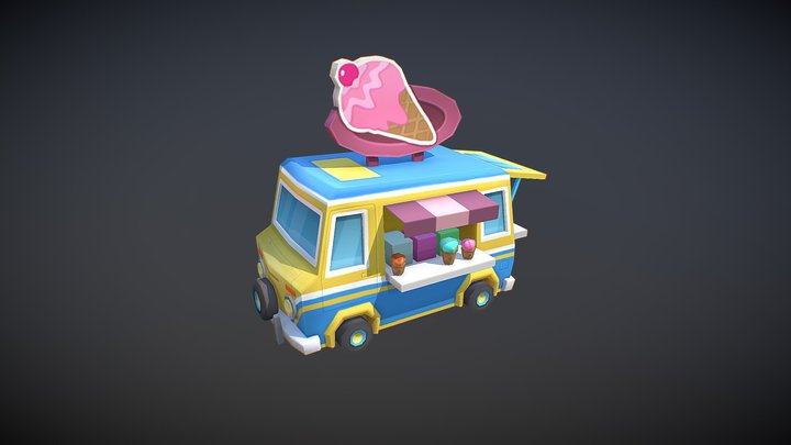 LOWPOLY icecream car 3D Model