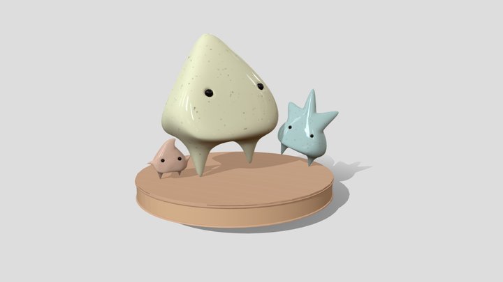 Ceramic Cute Guys (Triangles) 3D Model