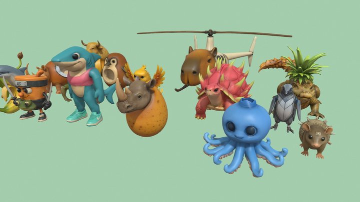 Italian Brainrot Meme Characters 4 3D Model