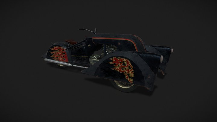 Retro 3 wheels motorcycle 3D Model