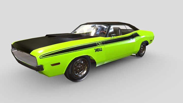 Dodge Challenger 1970 lime v2.0 3D Model