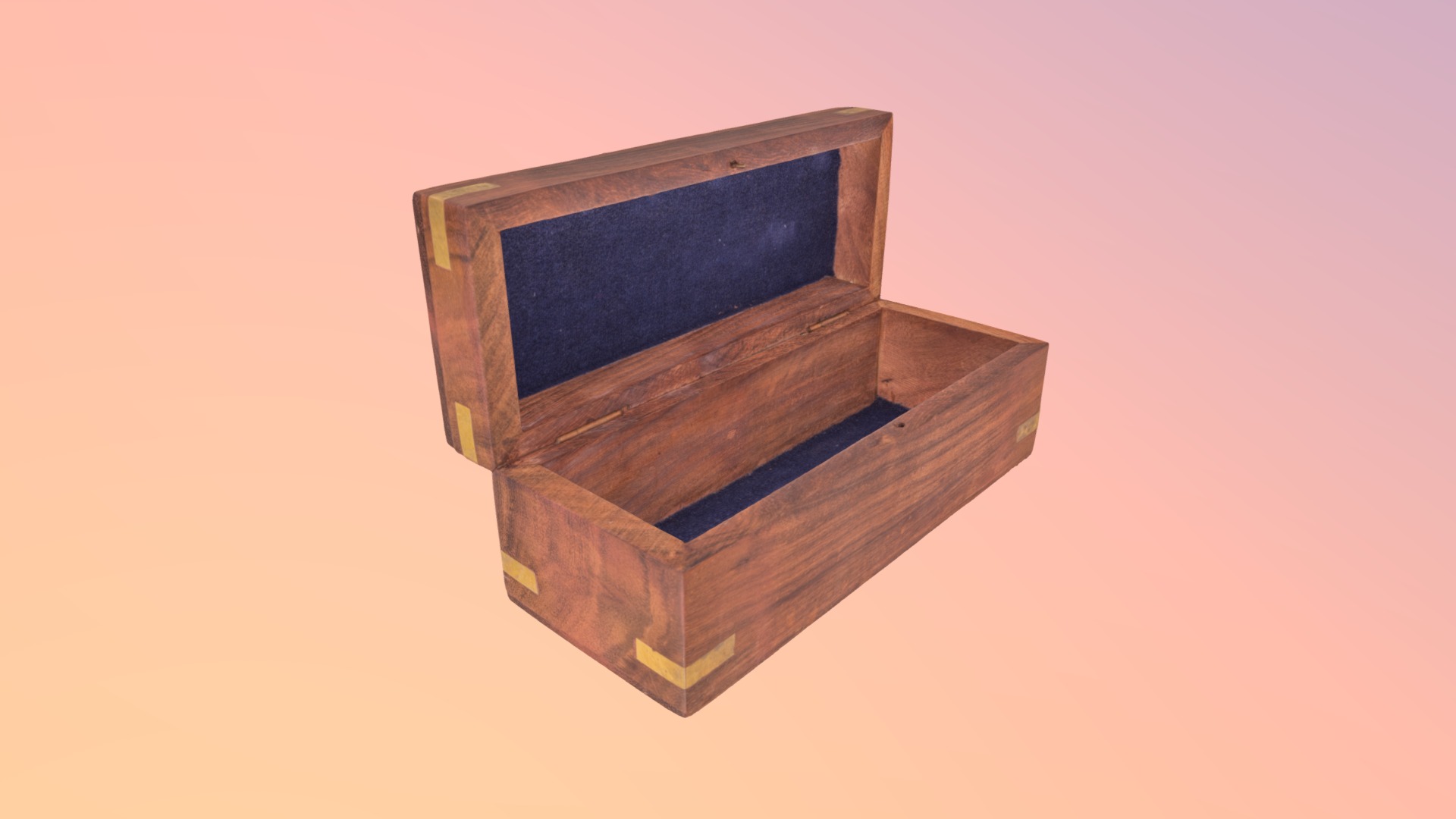 3D model Wooden Box - This is a 3D model of the Wooden Box. The 3D model is about a wooden box with a blue cover.