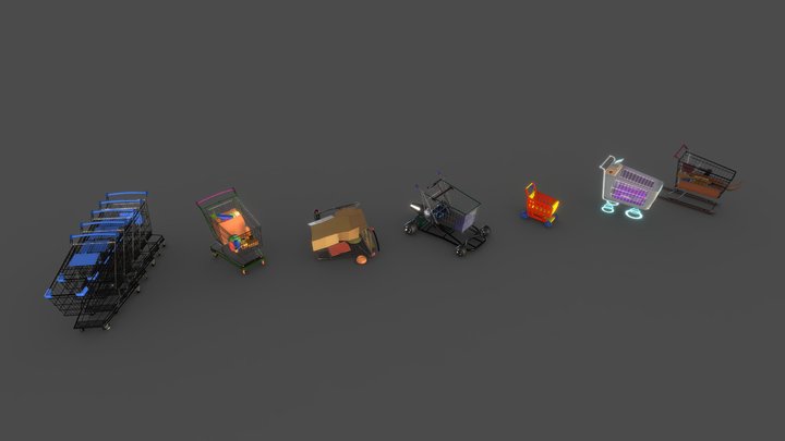 Shopping Cart 5v 3D Model