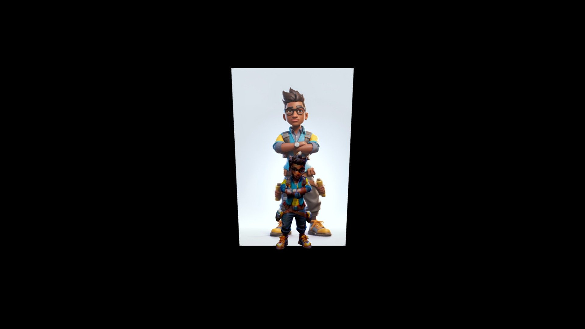 A 3D Rendering Of A Young Boy Standing With His - Download Free 3D ...