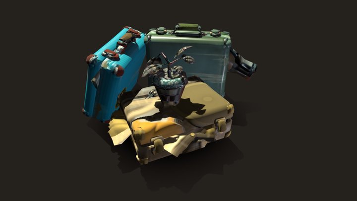 Suitcases and dead plant 3D Model