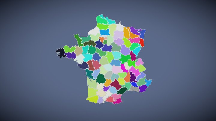 FRANCE POLITICAL MAP LAYOUT 3D Model