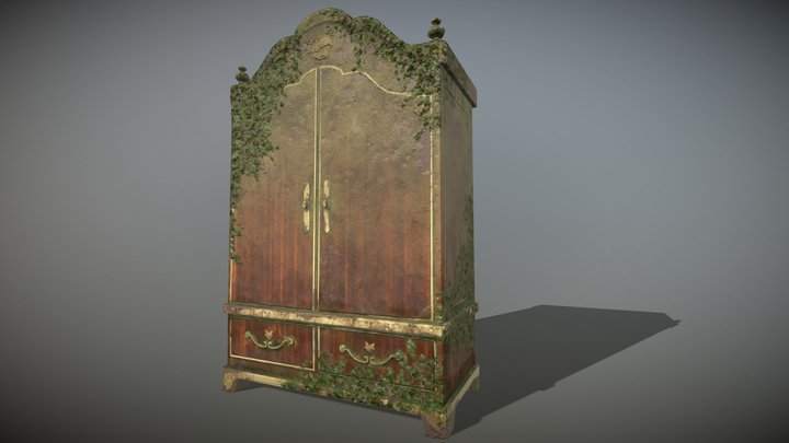 Old dusty closet covered in ivy 3D Model