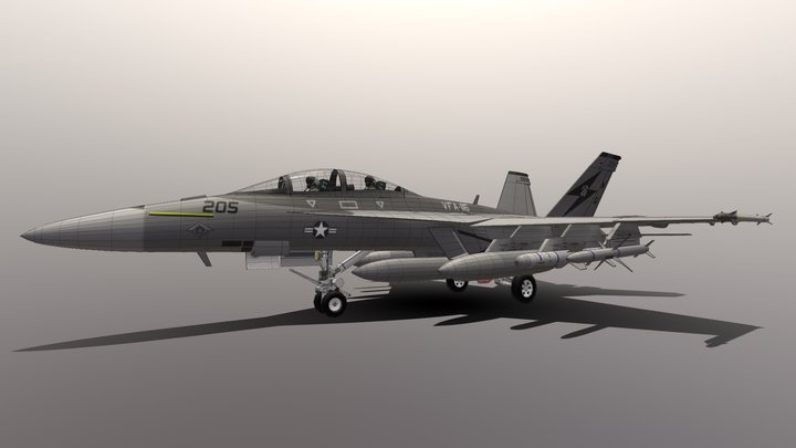 Low poly 1:1 F/A-18F SuperHornet 3D Model