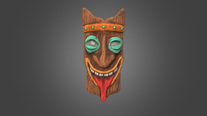 Stylized Goofy Tiki God Totem 3D Model