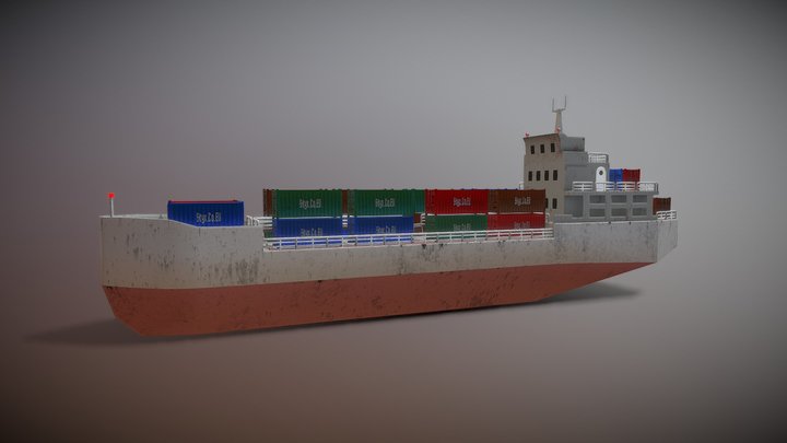 Small Cargo Ship 3D Model