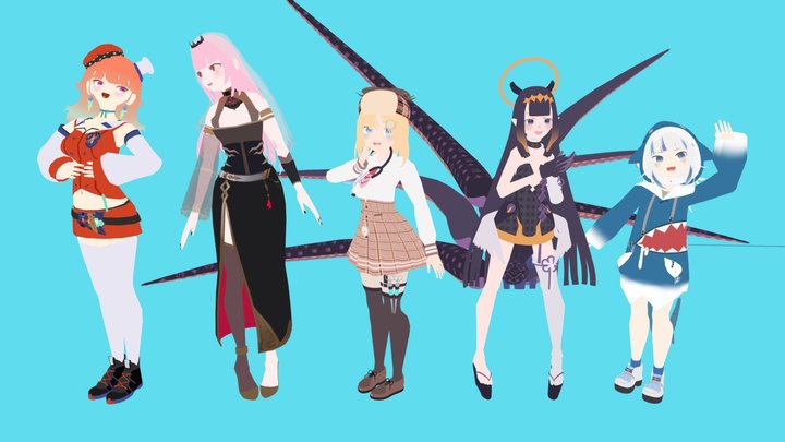 Anime Characters 2 A 3d Model Collection By Fleshmobproductions Fleshmobproductions Sketchfab - roblox vrchat model