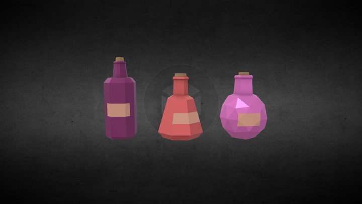 Pink Potion Bottles 3D Model