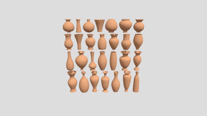 Collection of Terracotta Pots 3D Model
