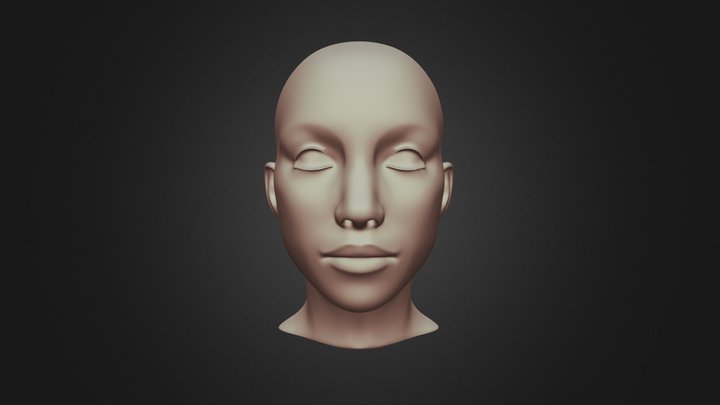 Stylized Human Head Base Mesh – Sculpt-Ready 3D Model