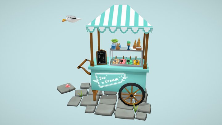 Ice Cream Cart 3D Model
