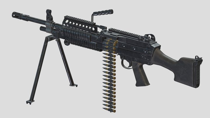 Mk 48 Machine Gun Low Poly PBR Realistic 3D Model