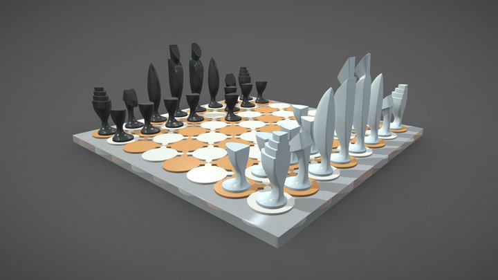 Piezas y Tablero de Ajedrez - Fernando Pérez 3D Model