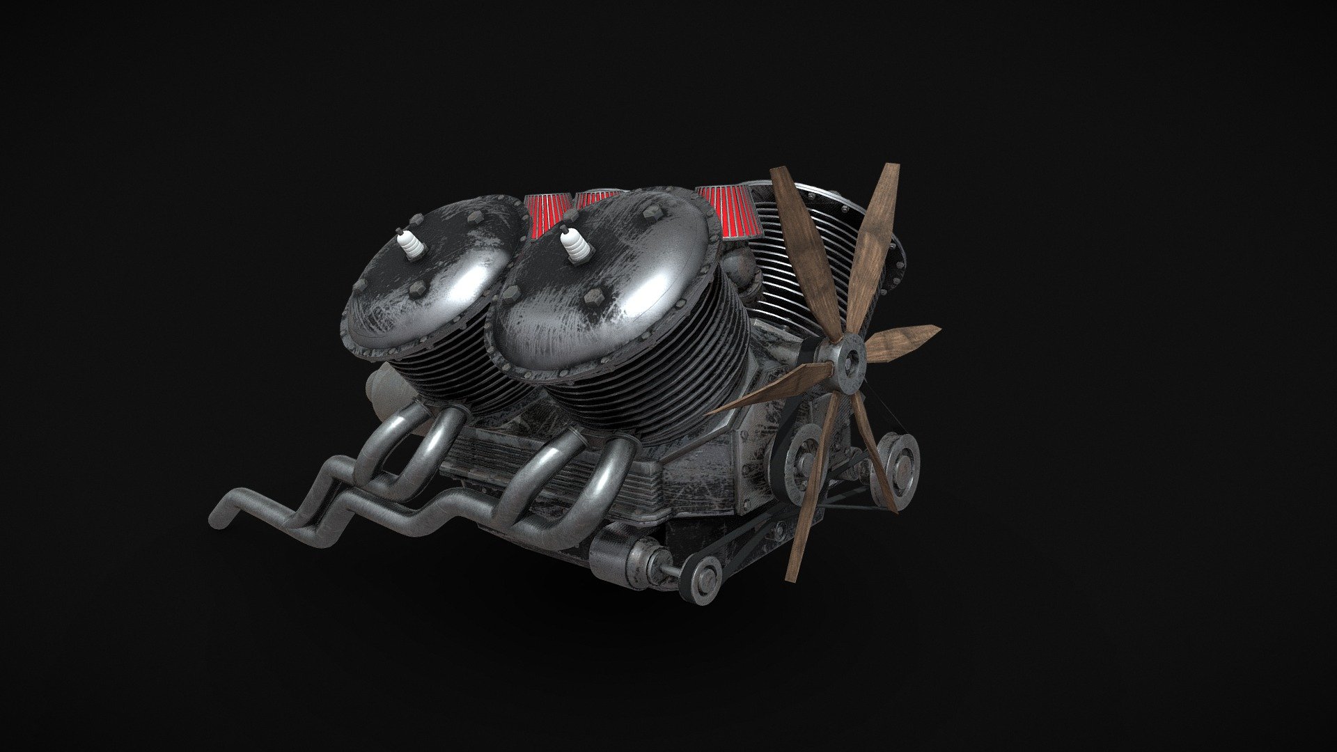 4-cylinder 2-stroke Engine - Download Free 3D model by Blendoriano 