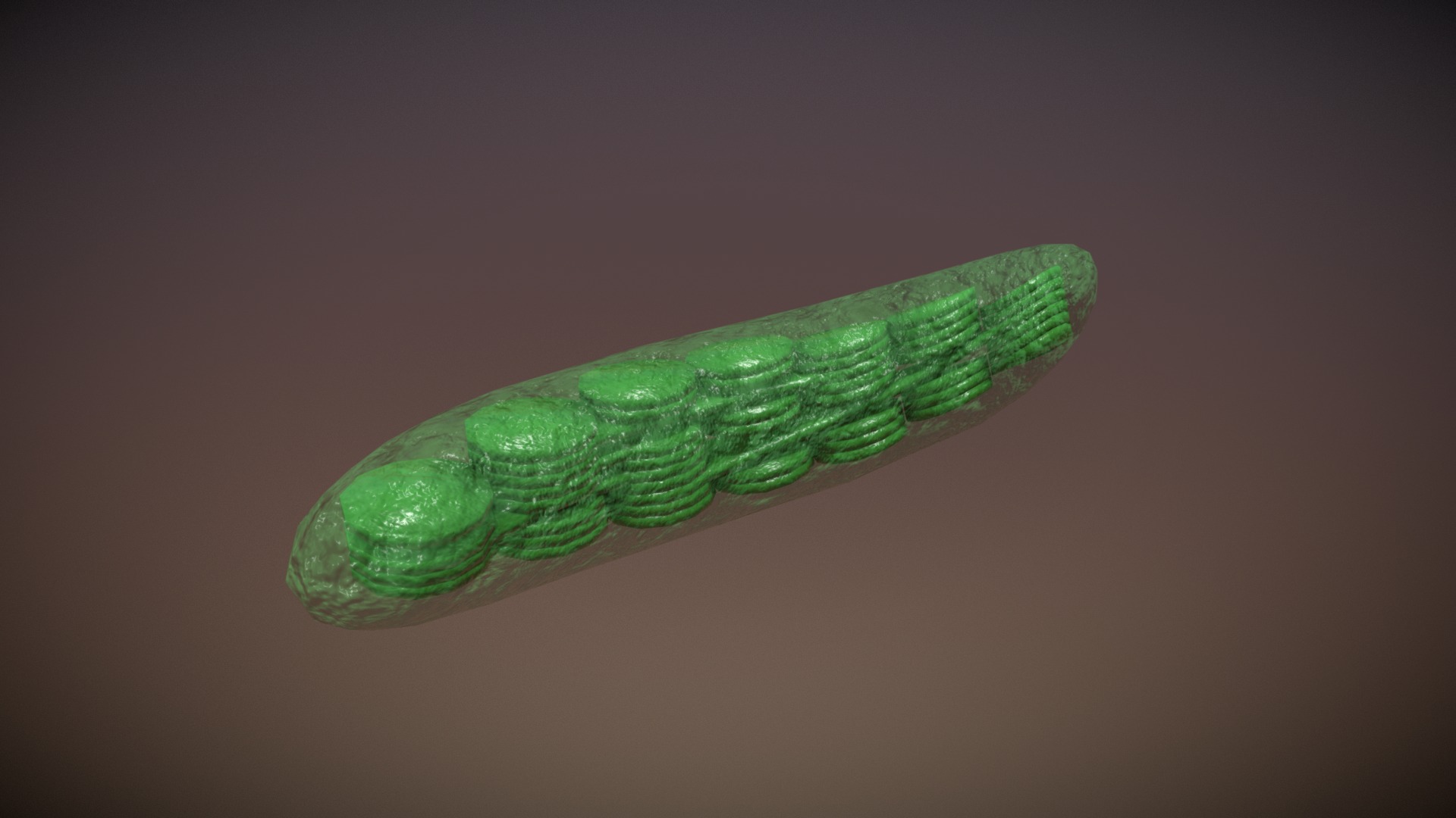3D model Chloroplast - This is a 3D model of the Chloroplast. The 3D model is about a green caterpillar on a brown surface.