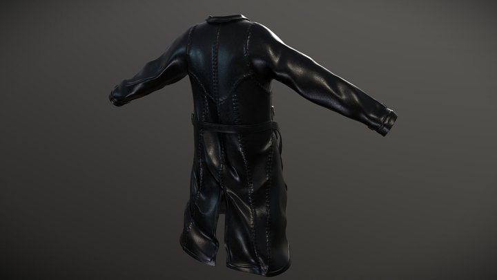 Crow inspired leather coat 3D Model
