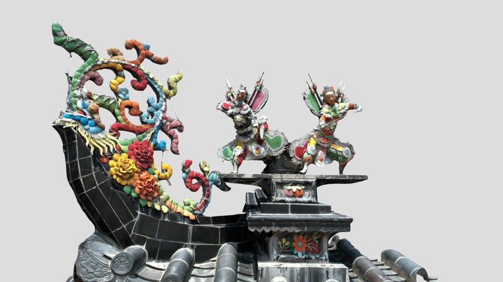 陆丰市水墘村仲氏宗祠屋顶嵌瓷 3D Model