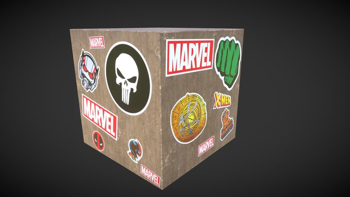 Marvel Sticker Wooden Box 3D Model