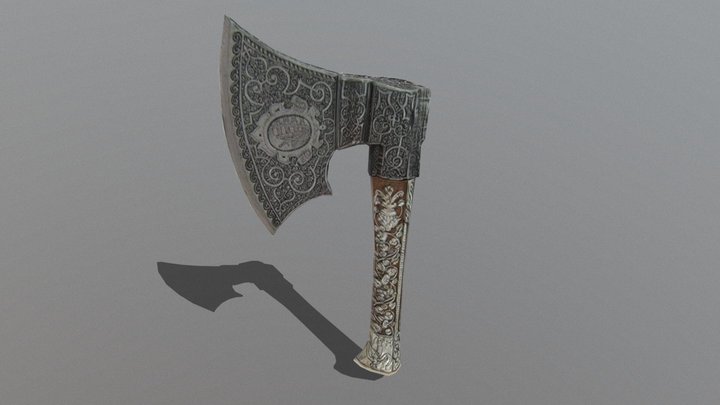 Ornate German hand axe 3D Model
