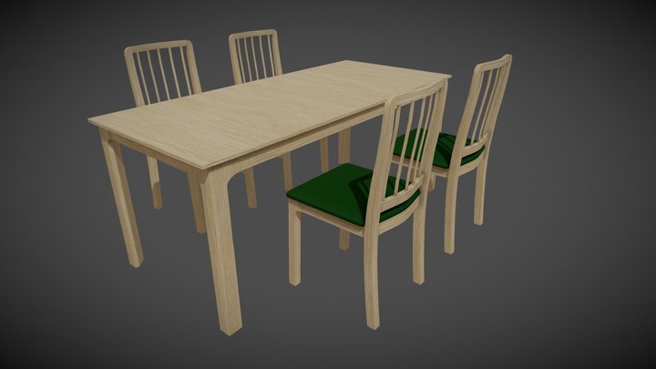 EKEDALEN Table And Chairs Set 3D Model