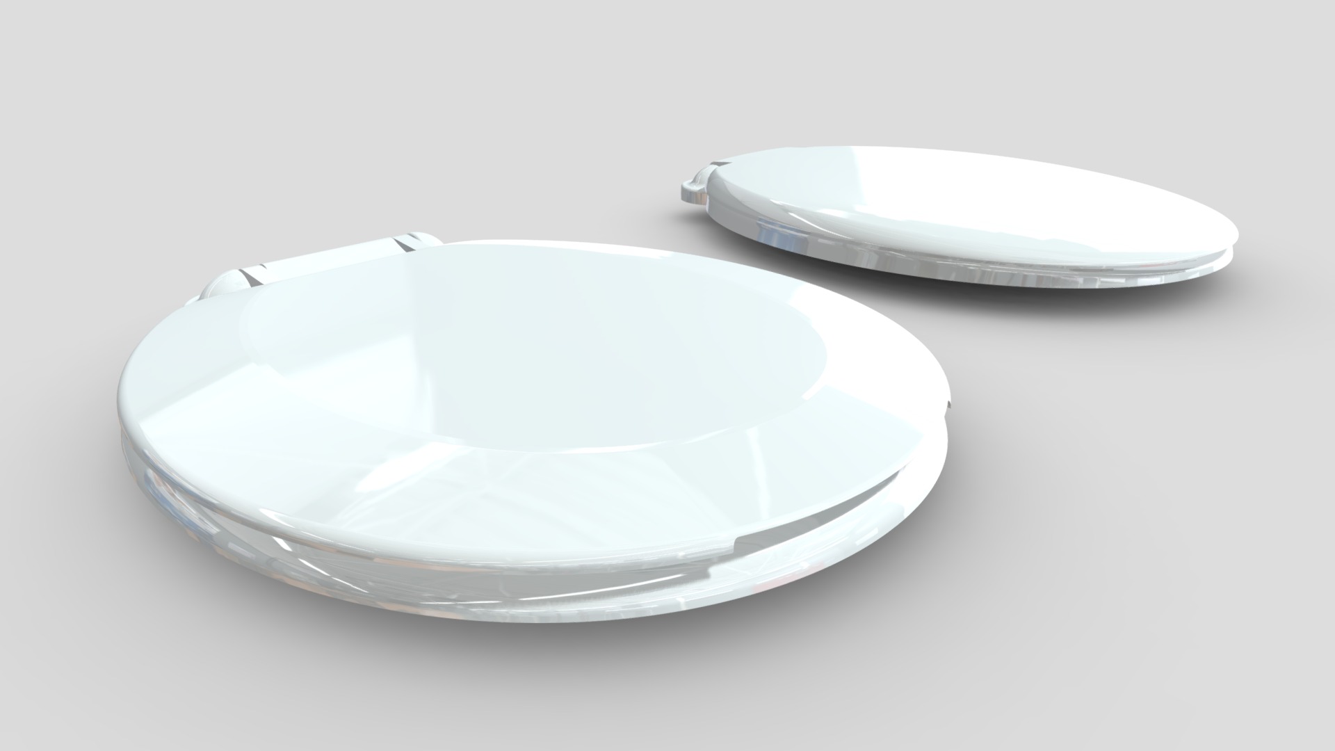 3D model Toilet Lid 2 Models - This is a 3D model of the Toilet Lid 2 Models. The 3D model is about a white plate with a silver plate.
