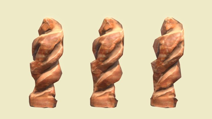 Desert Spiral Rock (3 LODs) 3D Model