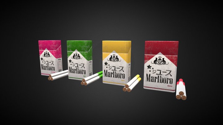 Game ready set of cigarettes 3D Model