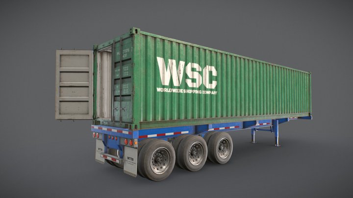 Container Trailer - Low Poly 3D Model