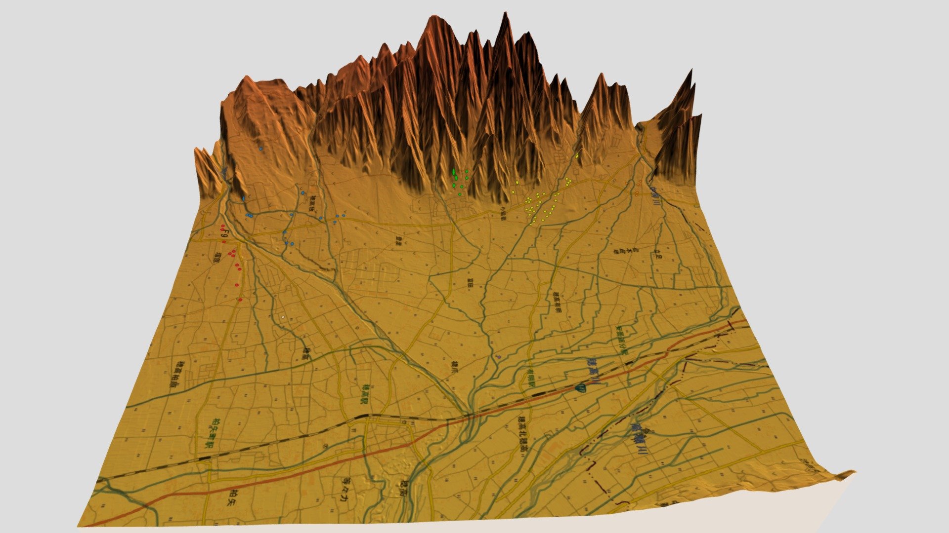 3D地図 : 3 : 穂高古墳群と周辺の古墳時代遺跡