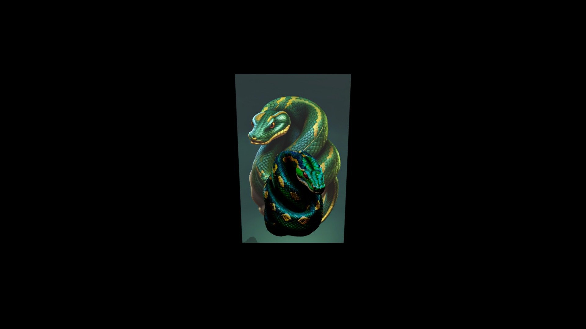 a green and gold snake This image shows a magnif - Download Free 3D ...