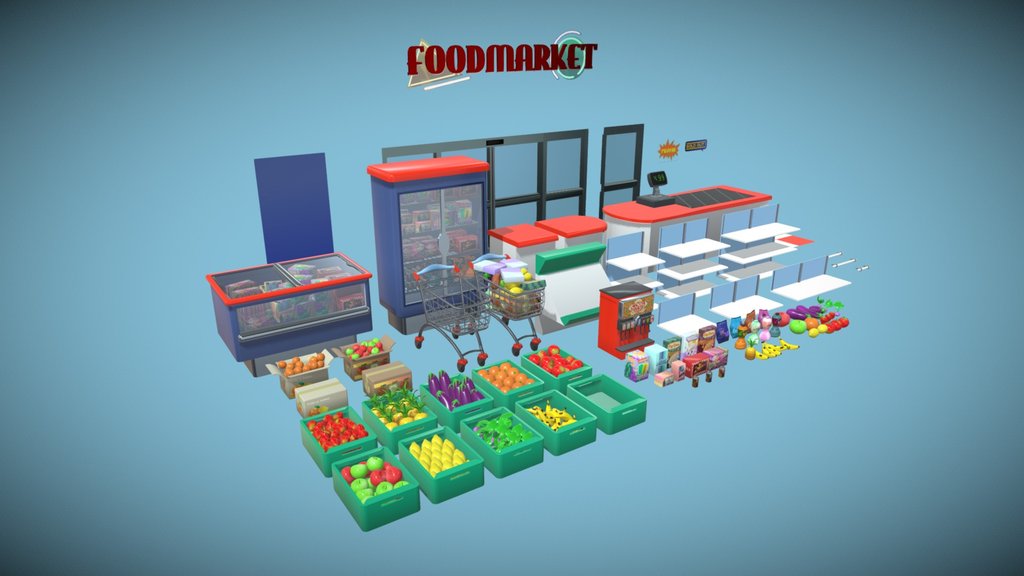 Market - Stylized modular low poly asset pack