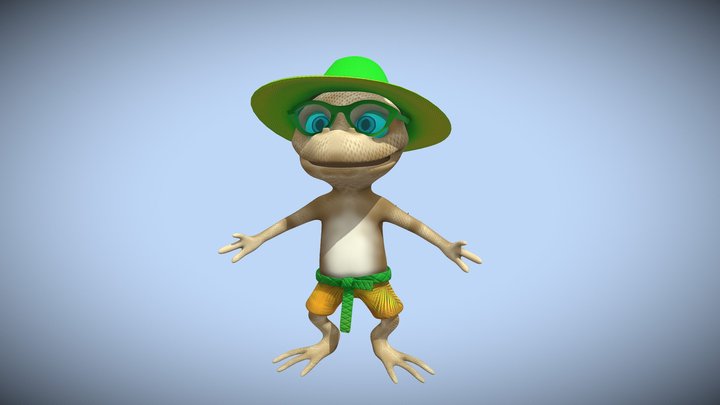 Cartoon Gecko - BitBite signature character 3D Model