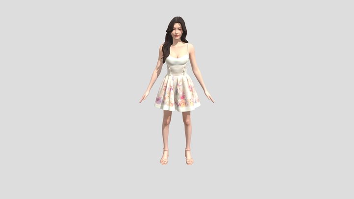 Beautiful Young Woman Wearing a floral Dress