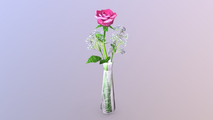 Rose in Glass Vase 3D Model