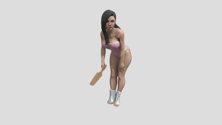 Pink Corset Muse with Paddle 3D Model