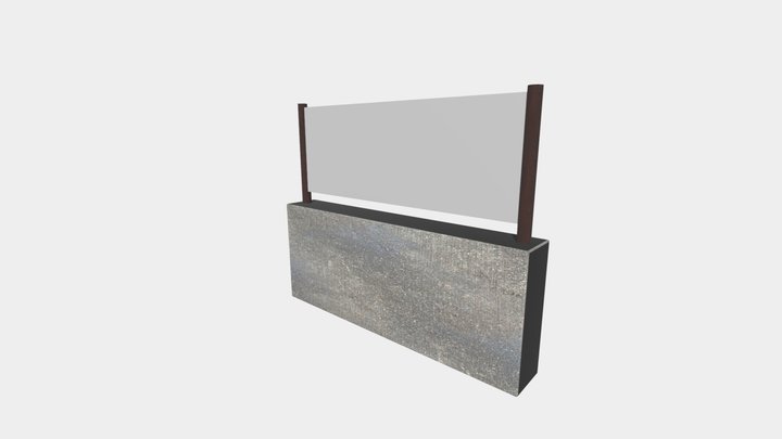 Concrete Modern Fence 3D Model