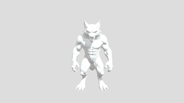 Muscular werewolf with red eyes 3D Model