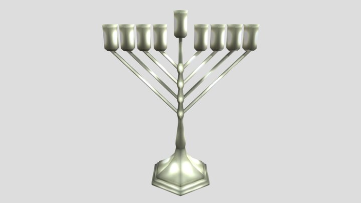 Hanukkiah (Hanukkah Menorah) - Low Poly 3D Model