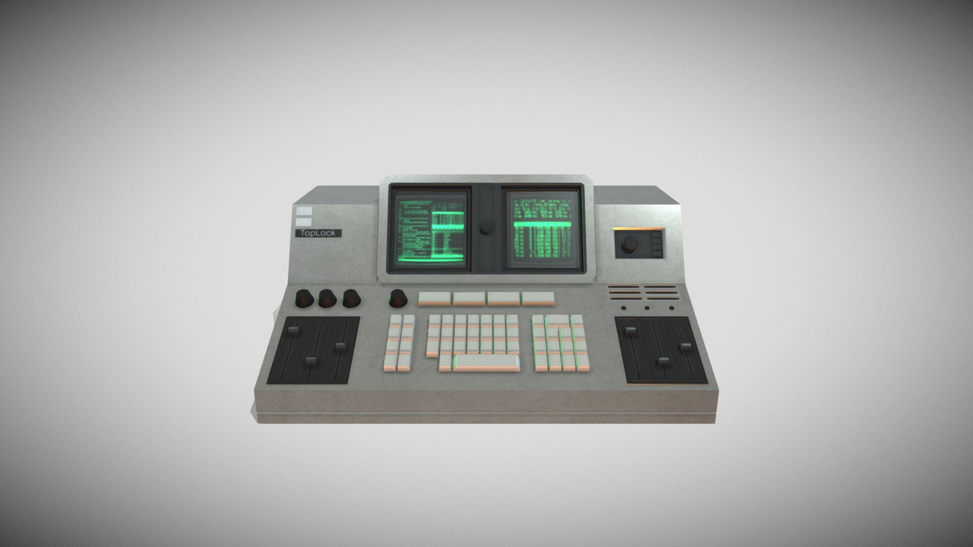 3D model Retro Sci-fi Panel - This is a 3D model of the Retro Sci-fi Panel. The 3D model is about a computer with a keyboard.