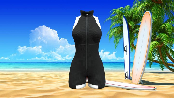 Female Surfing Body Suit 3D Model