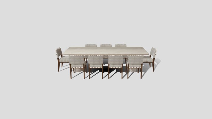 Tavolo Traveretino con Sedie Paul Dupre Lafon 3D Model